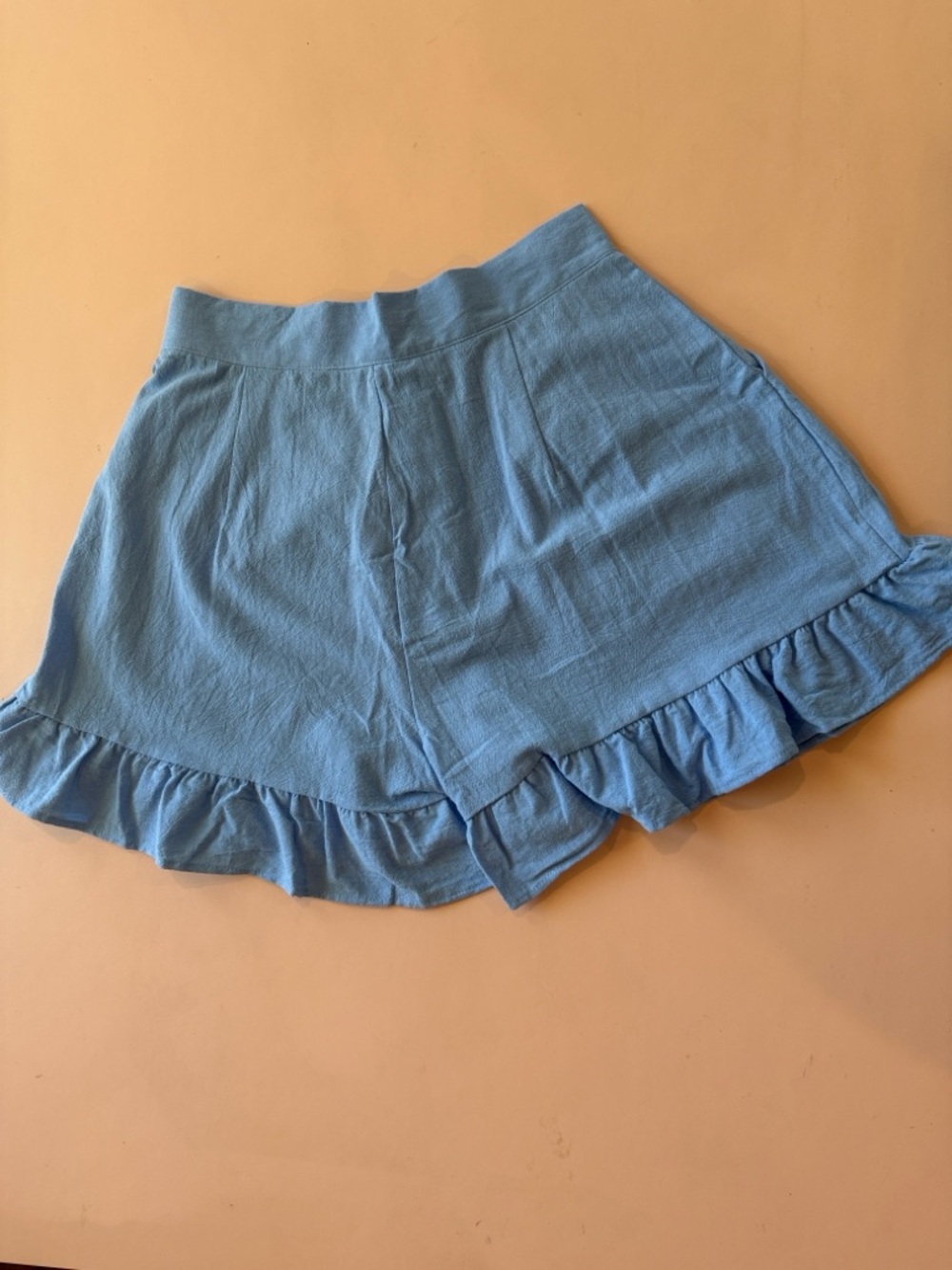 Light Blue Ruffle Hem Shorts - Picture 5 of 12